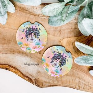 Watercolor Woman Coaster Set  | Car Accessories